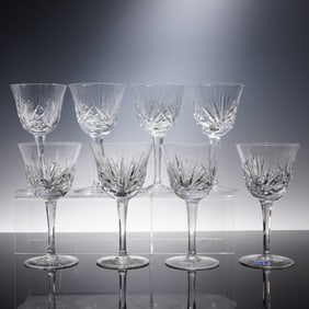 8pc Gorham Crystal Water Goblet, Cherrywood Clear