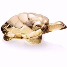 Lalique Crystal Figurine, Caroline Turtle Gold, Sealed Box
