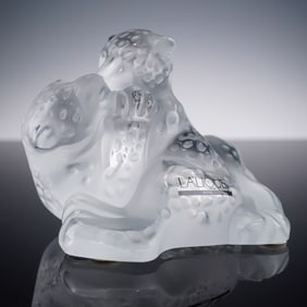 Lalique Crystal Figurine, Jaguar Cubs