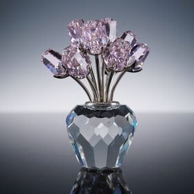 Swarovski Crystal Figurine, A Dozen Pink Roses 628343