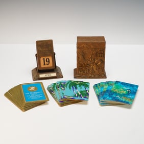 4pc Penn-Dixie Cement Advertising Perpetual Calendar & Card Holder w/ Deck