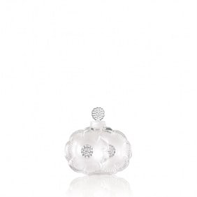 Lalique Crystal Perfume Bottle with Stopper, 2 Fleurs, Sealed Box