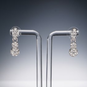 Pair of Swarovski Silver Tone Crystal Drop Earrings
