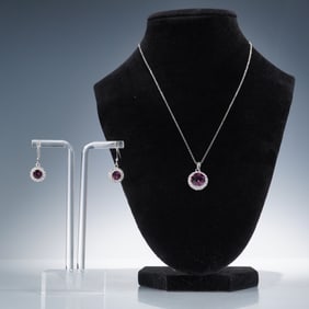 3pc Sterling Silver Swarovski Elements Necklace and Earrings Set