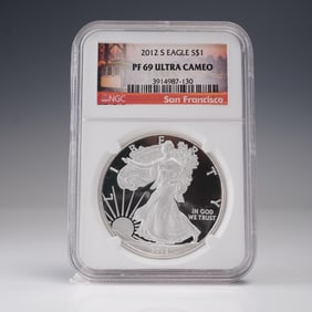 2012-S American Silver Eagle Type 1 Dollar NGC Graded PF 69 Ultra Cameo