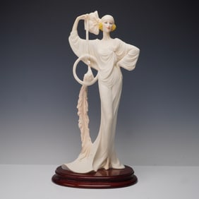 Santini Art Deco Figurine, Lady with Peacock