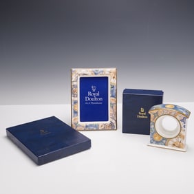 2pc Royal Doulton Bone China Millennium Clock Case & Photo Frame
