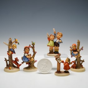 6pc Goebel Hummel Figurines and Plaque