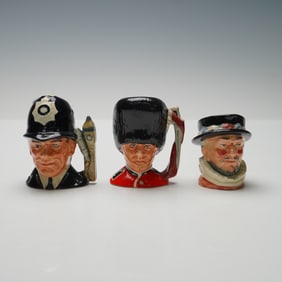 3pc Royal Doulton Mini Jugs- Beefeater D6251, Bobby D6763 & Guardsman D6772