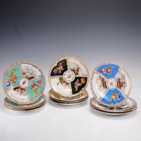 12pc Meissen Plates and Bowls Factory Seconds Floral and Scenic Designs