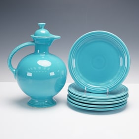 7pc Homer Laughlin China Fiestaware Dishes and Pitcher