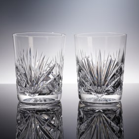 Pair of Rogaska Crystal Double Old Fashioned Glasses, Richmond