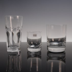 3pc Baccarat Crystal Rock Glass, Old Fashioned Glass, and Highball Glass