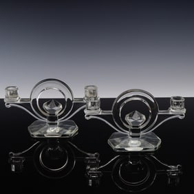Pair of Art Deco Two Light Candlesticks