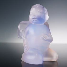 Lalique Crystal Figurine, Angel Cherub Pink