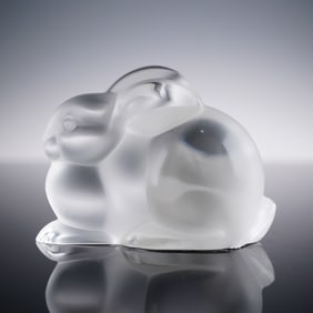 Lalique Crystal Figurines, Resting Rabbit