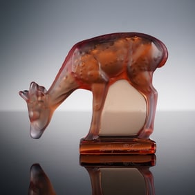 Lalique France Amber Crystal Deer Figurine