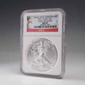 2011 American Silver Eagle Early Release Dollar Coin NGC Graded MS 69