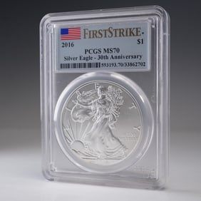 2016 American Silver Eagle Type 1 Dollar 30th Anniversary PCGS Graded MS 70