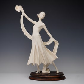 A. Santini Lady with Flowing Shawl Sculpture