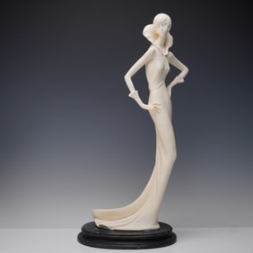 Santini Art Deco Figurine, Long Dress Lady