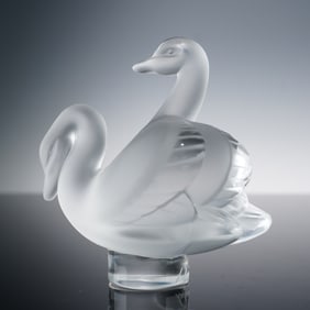 Lalique Crystal Figurine, Double Swan