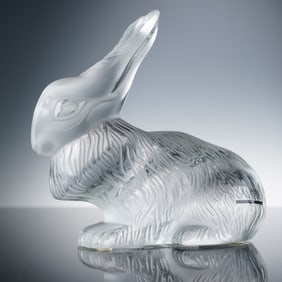 Lalique France Crystal Rabbit Cesar Figurine with Box