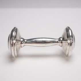 Sterling Silver Baby Rattle with Monogram and Mark
