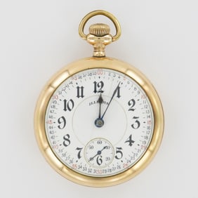 Illinois Watch Co. Bunn Special Gold Filled Open Face Pocket Watch, 20 Yrs.