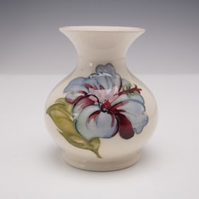 Moorcroft Pottery Bud Vase, Hibiscus Pattern