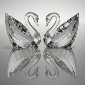 2pc Swarovski Crystal Swan Figurines
