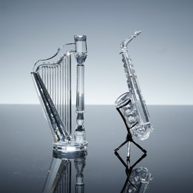 Swarovski Crystal Melodies Figurines, Saxophone 211728 & Harp 169245