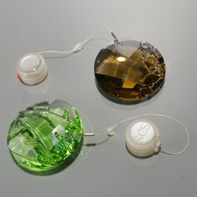 2pc Swarovski Crystal Endangered Wildlife Window Ornaments, Bamboo & Earth