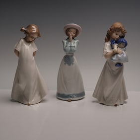 3pc Nao by Lladro Figurines So Shy Sunday Best and We're Sleepy