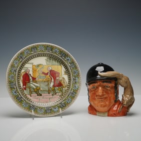 2pc Royal Doulton LG Character Jug, Gone Away D6531 + Plate