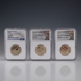 3pc American Innovation Dollar Coins, Graded NGC GEM Proof and Brilliant Un