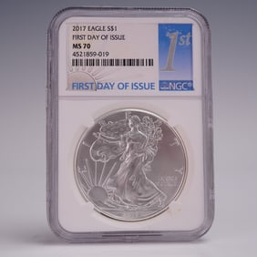 2017 American Silver Eagle First Issue Dollar Coin NGC Graded MS 70