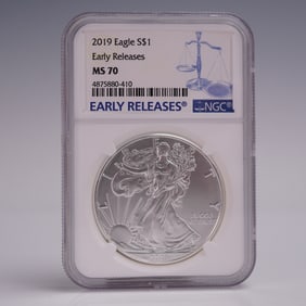 2019 American Silver Eagle Early Release One Dollar Coin NGC Graded MS 70