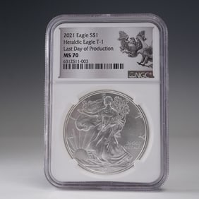 2021 American Silver Eagle Type 1 Dollar Coin NGC Graded MS 70
