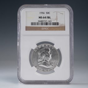 1956 Franklin Silver Half Dollar NGC Graded MS 64 FBL