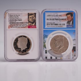 2pc Silver Kennedy Half Dollars NGC Graded PF 69-70 Ultra Cameo