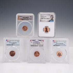 5pc Graded 2009 Lincoln Presidency Cent, and 2019-W Union Shield Cents
