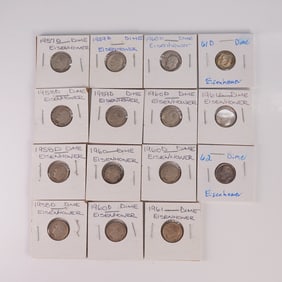 15pc U.S. Roosevelt Silver Dimes 1957-62 D Mint