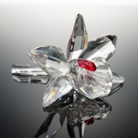 Swarovski Crystal Figurine, Pink Centre Orchid