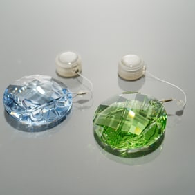2pc Swarovski Crystal Endangered Wildlife Window Ornaments, Bamboo & Water