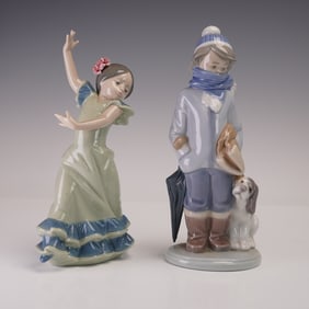2pc Lladro Porcelain Figurines, Winter 5220 and Lolita 5192