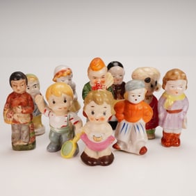 10pc Vintage Japanese Bisque Hand Painted Dolls