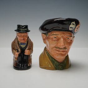 2pc Royal Doulton Lg Character Jug, Monty D6202 & Toby of Winston Churchill