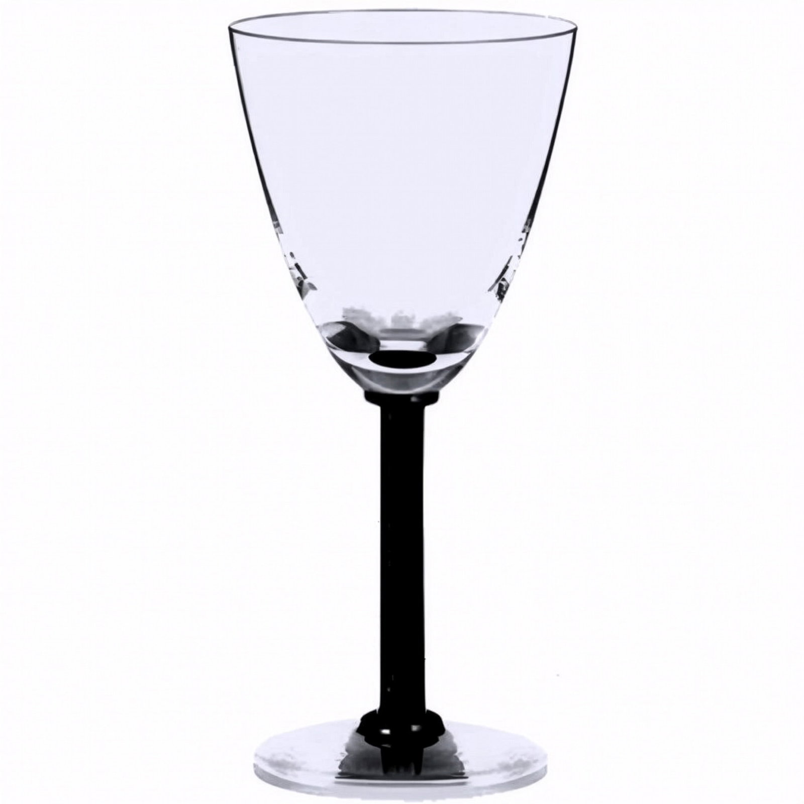 Lalique Crystal Water Glass, Phalsbourg Black, Sealed Box: A striking water glass rendered in Phalsbourg pattern. The bowl made of clear crystal with a charming black crystal stem, adorned with frosted grapevine reliefs, a detail that evokes the bold elegance