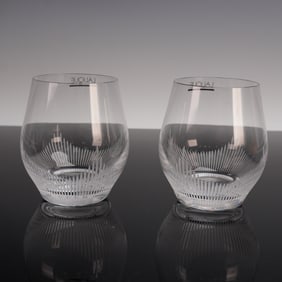 Pair of Lalique Crystal Tumblers, 100 Points